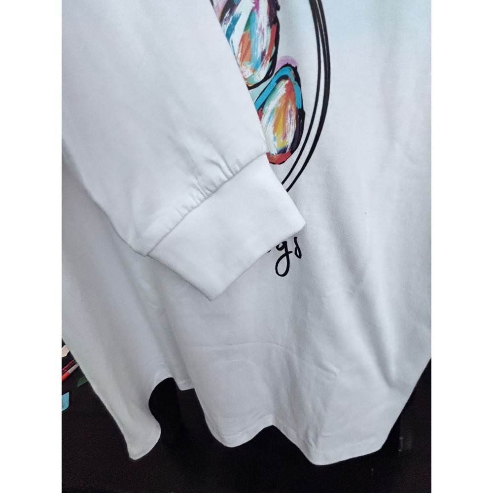 NWOT Make‎ a Dog Smile White Long Sleeve Dog Lover Tee Shirt Medium Paw Print - Picture 4 of 5